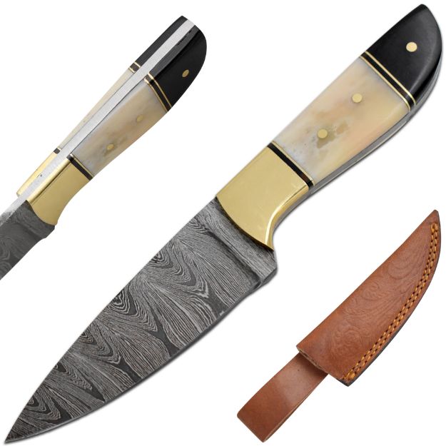 Exquisite Full Tang Damascus Steel Double Edge Survival Knife