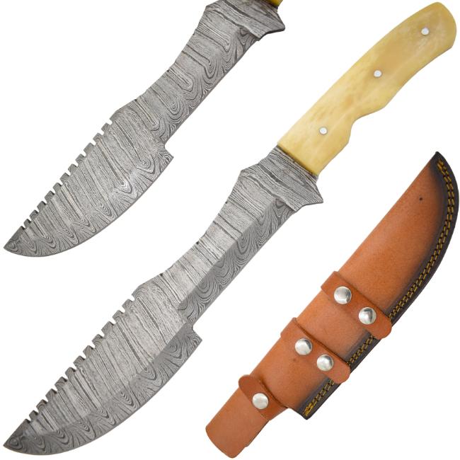 Artisan Crafted Deer Hunting Knife with Unique Wolf Damascus Blade main image 0