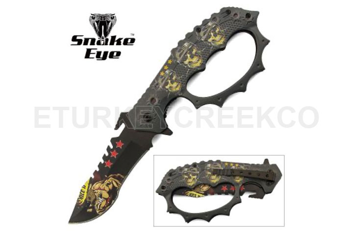 Turkey Creek Trading Company Inc.: Snake Eye Gothic Design Spring Assist  Knife 5 Closed