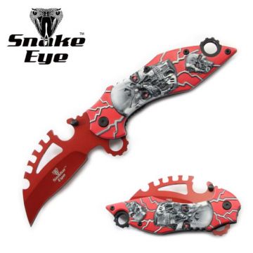 Snake Eye Spring Assist Knife – Embossed Skull Design SE-5155RD