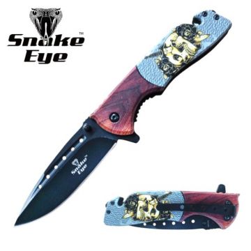 Snake Eye Tactical Collection Skull Edition Spring Assisted Rescue Knife SE-5147SK