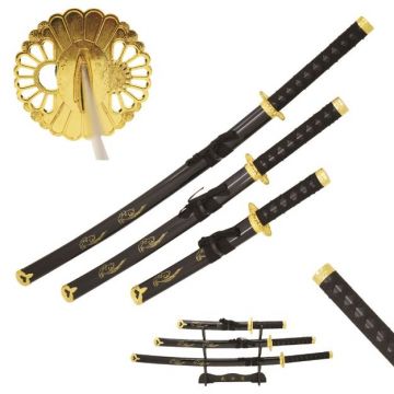 Snake Eye Tactical Black And Gold Samurai Sword Set SE-010-4-BK