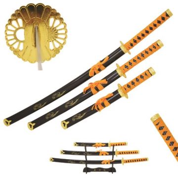Snake Eye Tactical Black And Dark Yellow Samurai Sword Set SE-010-4-GD