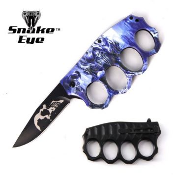 Action Assisted Knuckle Knife 4.5" Printed Handle with Clip