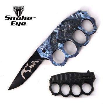 Action Assisted Knuckle Knife 4.5" Printed Handle with Clip