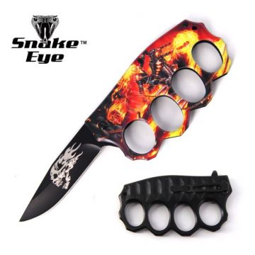 Action Assisted Knuckle Knife 4.5" Printed Handle with Clip
