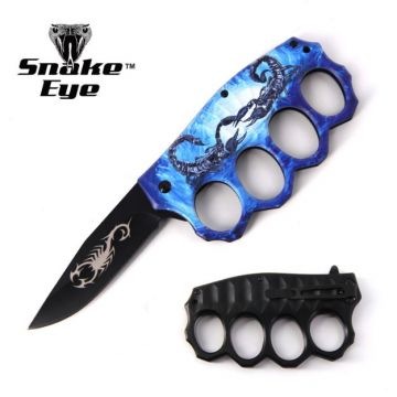 Action Assisted Knuckle Knife 4.5" Printed Handle with Clip