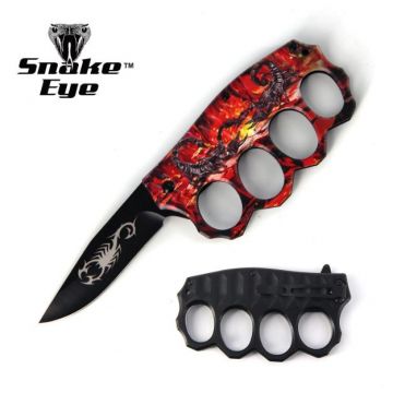Action Assisted Knuckle Knife 4.5" Printed Handle with Clip