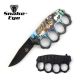 Action Assisted Knuckle Knife 4.5" WOLF Printed Handle with Clip