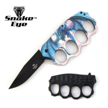 Action Assisted Knuckle Knife 4.5" Printed Handle with Clip