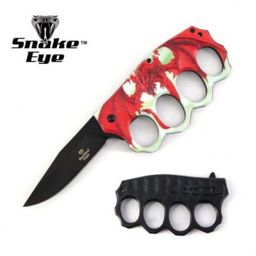 Action Assisted Knuckle Knife 4.5" Printed Handle with Clip