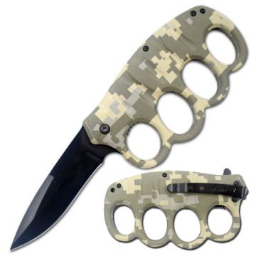 Action Assist Knuckle Knife 4.5" Desert Camo with Clip