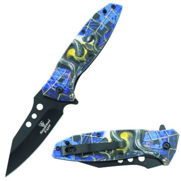  Snake Eye Tactical Spider Web Design Folding Pocket Knife :  Sports & Outdoors