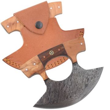 Wild Turkey Handmade Damascus Steel Ulu Kitchen Knife DM-3352