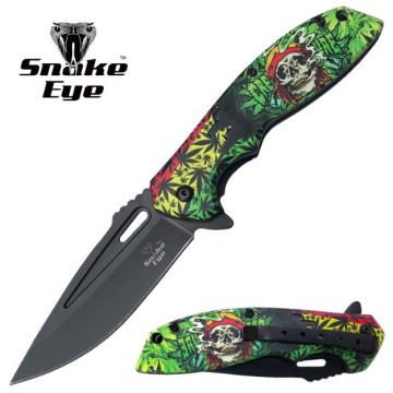 Snake Eye Tactical G1 Spring Assist knife Marijuana Leaf Handle SE-5276-G1