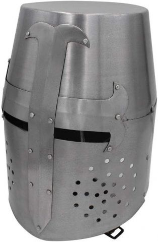Medieval Warrior Templar All Silver Crusader Knights Helmet TC-2204SL