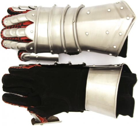 Medieval Warrior Brand Metal Gothic Knight Style Gauntlets Wearable Real Armor Gloves Silver