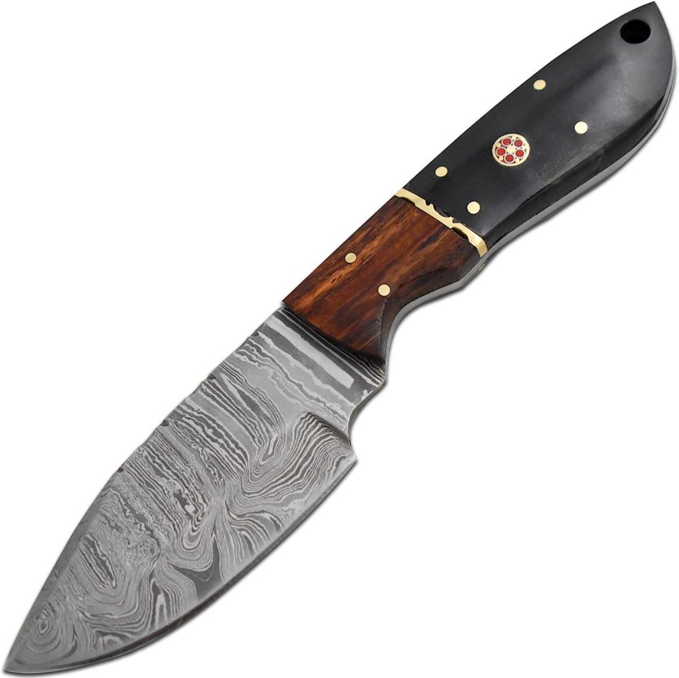 Old Ram Handmade Full Tang Damascus Steel Blade Hunting Knife Two Tone Wood & Horn Handle