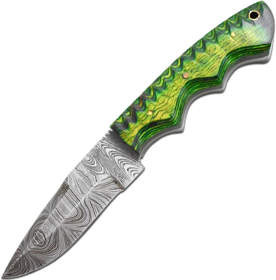 Damascus fillet knife - G3770 - Green Trail