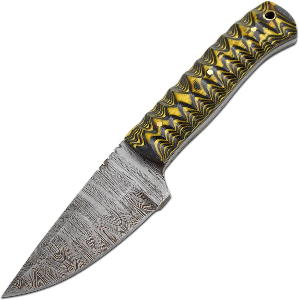 Turkey Creek Trading Company Inc.: Old Ram Handmade Custom Damascus Hunting  Knife Twisted Yellow Wood Handle