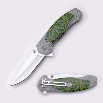 Snake Eye Tactical Leaf Design Handle Spring Assist 4"