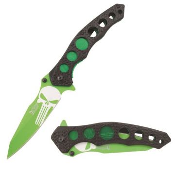 Dark Fantasy Blade Spring Assist Green Punisher Knife