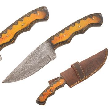 Old Ram Handmade Real Damascus Hunting Knife Two Tone Wood Handle