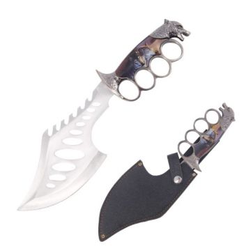 Snake Eye Tactical Fantasy Fixed Blade Knuckle Handle Knife(Wolf)