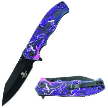 6 Tactical Fantasy Dragon Spring Assisted Purple Rescue Folding