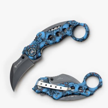 " Z Killer " Skull Karambit Tactical Spring Assist Knife 5" Close