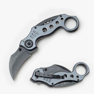 Karambit Tactical Action Assist.Black Blade/Grey Handle 5" Closed
