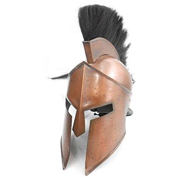 Medieval Warrior Spartan King Leonidas Helmet with Black Plume – Wearable 18-Gauge Steel Armor