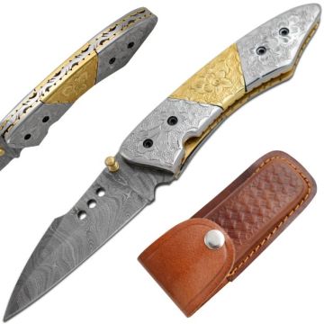 Wild Turkey Handmade Collection Real Damascus Folding Knife