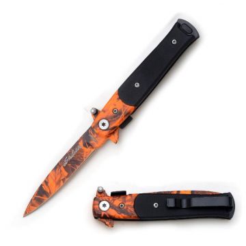Stiletto Style Orange Camo Spring Assisted Knife SE-438OC