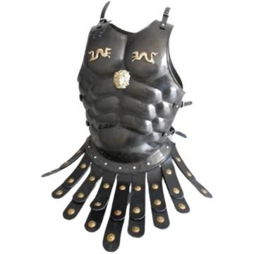 Medieval Warrior Roman Muscle Black Armor with Apron Belt