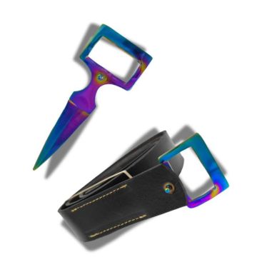 Belt Buckle Knife With Leather Belt BT-01RB