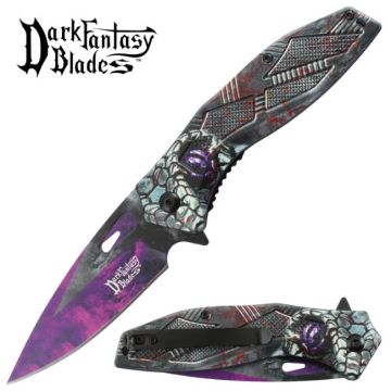 Dark Fantasy Blades Fantasy Graphic Spring Assist Knife DF-106PUR