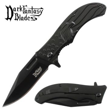 Dark Fantasy Blade Eagle Printed Spring Assist Knife DF-159BK