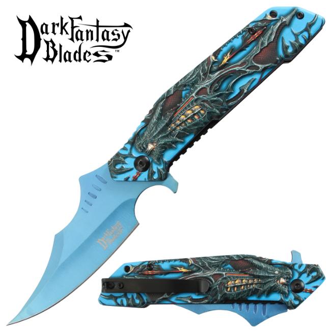 Dark Fantasy Blade Spring Assist Knife DF-173BL
