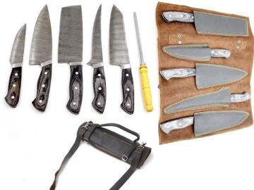 Wild Turkey Handmade Damascus 6 piece Kitchen Chef Knife Set