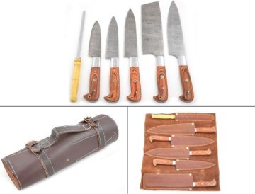 Wild Turkey Handmade Damascus 6Pc Kitchen Chef Knife Gaming Set