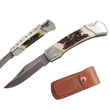 Wild Turkey Handmade Real Damascus Lock Back Folding Knife