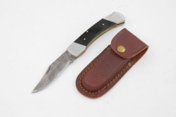 Wild Turkey Handmade Damascus Blade Folding Knife