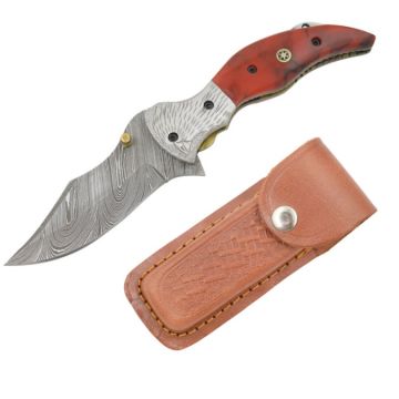 Wild Turkey Handmade Real Damascus Steel Folding Knife-RD
