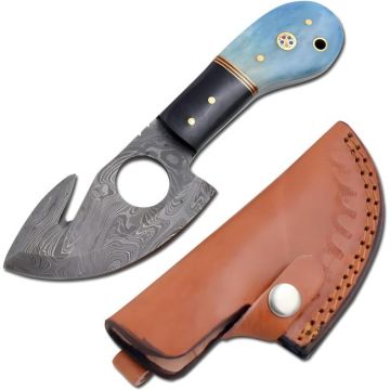 Wild Turkey Handmade Damascus Cat Skinner Knife DM-81CLR