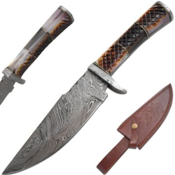 Old Ram Handmade Full Tang Damascus Steel Blade Hunting Knife