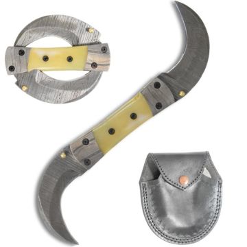 Wild Turkey Handmade Damascus Folding Knife DM-OR-540