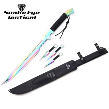 Snake Eye Tactical Ninja Sword With Throwing Knife Set