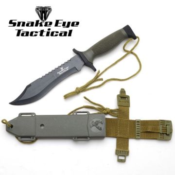 Snake Eye Tacitcal Bowie with Satin Finish Blade 12"