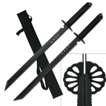 2-PC Full Tang Ninja Twin Bladed Sword. HK-6183